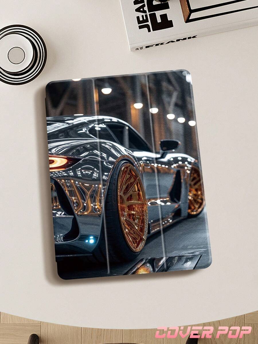 Silver Sports Car Pattern Compatible With IPad Air 8(M4)2026(11 Inch)/2026(13 Inch), Air 4/5 10.9 Inch, 10th Gen, 7/8/9 Gen 10.2 Inch, Compatible With Samsung Galaxy Tab S6 10.4 Inch, Tab A7 Lite 8.7 Inch, Built-In Pencil Slot, Auto Sleep/Wake, Fashion, Cute Gift Suitable For Back To School, Vacation, Holidays And Other Occasions