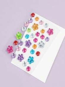 5/3/1pc Extra Large Colorful Star, Heart, Flower Rhinestone Jewelry Stickers, Self-Adhesive Eye, Face, Body Gem Decals For Rave, Festival, Carnival, Cosplay And Party Makeup Decoration - Multicolor - View 4