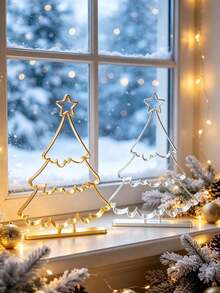 Linear-Style Christmas Tree Tabletop Ornament. A Festive Piece Suitable For Display On Dining Tables, Cabinets, Or In The Living Room; Its Versatile, Neutral Style Complements A Wide Range Of Home Interiors. - A - View 5