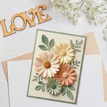 1pc Chrysanthemum Paper Cutting Template, Flower Daisy Leaf Paper Cutting Template, Printing Template, DIY Scrapbook Decoration Embossed Paper, Party Wedding Greeting Card Making - Chrysanthemum - View 5