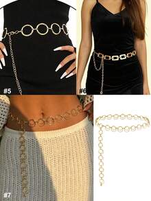 Women's Gold Waist Chain Belt, Adjustable Asymmetrical Metal Chain Body Chain, Plus Size Waterproof Non-Fading Holiday Waist Belt, Suitable For Halloween And Valentine's Day - Gold - View 3