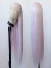 Wig Lace Depan Lurus Warna Pink Muda untuk Halloween, Panjang 26 Inci, Wig Lace Sintetis yang Sudah Dipetik Sebelumnya untuk Wanita, Tahan Panas, Wig Berwarna untuk Penggunaan Sehari-hari - MultiWarna - View 3