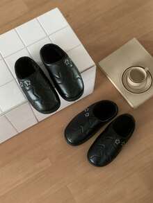 XIXITIAO Star Pattern Closed Toe Slippers, Winter Warm Fashion House Slippers - Black - View 4