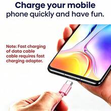 3入 USB C 快充數據線，兼容 Type C 接口設備，USB A 轉 Type C 快充線（尼龍編織 3.3/6.6/10英尺長），適用於室內/室外/旅行及 Type C 車充，兼容 及其他 Android 手機充電線 - 黑+粉+藍 - 查看 9