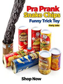 Potato Chip Can Prank Fake Snake, Realistic Spring-Loaded Scare Toy, Reusable Stress Relief Gag Gift, Christmas Stocking Filler, Adult New Year Party Gift - Multicolor - View 2