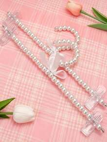 European Style Pearl Clothes Hanger With Bow, Pearl Pants Clip, Pet Clothes Hanger, Clothes Rack, Cabinet Storage, Fairy Clothes Hanger, Suitable For Furniture Wardrobe And Clothing Store - Multicolor - View 4