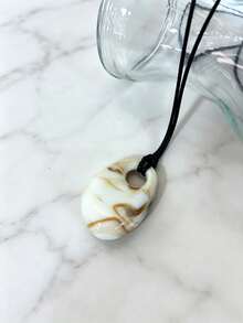1pc Resin Water Drop Pendant Long Necklace With Adjustable Black Wax Cord And Marble Pattern Pendant, Sweater Chain Suitable For Women's Daily Wear - Multicolor - View 11
