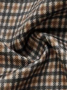 minisummer Women Elegant Fall Plaid Cropped Jacket, Fall Clothes For Women, Lapel Trim Button Front Short Coat, Casual Fall Outfit For Women - Coffee Brown - View 6