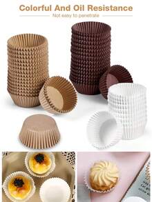 100/200pcs Standard Cupcake Liners, Grease-Proof Paper Muffin Liners,Dessert Cups, Baking Cups,Non-Stick Parchment,Cake Mold,Cake Tin,High-Temperature Resistant Baking Tray,Suitable For Baking,Kitchen,Christmas,Mother's Day And Party Use - Multicolor - View 6