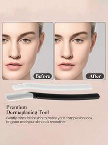 8pcs Black And White Eyebrow Scraper And Shaving Set, Eyebrow Trimmer, Exfoliating Beauty Tool, Body Hair Trimmer, Women's Eyebrow Trimming Set, Long Handle Blade With Precise Protection, Suitable For Home Or Travel Use - Upgraded Version - View 5