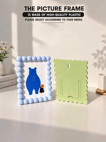 6 Inch Cute Beaded Plastic Photo Frame, Cute Desktop Photo Frame, Decorative Photo Frame Display Stand, Home Decor Ornament | Desktop Photo Frame, Rustic Style Desktop Decor, Modern Home Decor, Preset Photo Paper Style (Random) - Multicolor - View 2