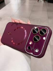 1件裝 啞光磁吸相機保護手機殼,相容 iPhone 17 16 15 14 13 12 Pro Max Plus Air,支援無線充電,親膚觸感 - 酒紅色 - 查看 2