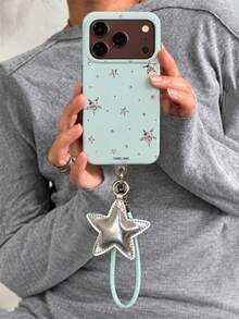 Y2K Cute Bling Star Pattern Glossy Phone Case Compatible With Iphone 18 Pro Max 18 Pro 17 Pro Max 17 Pro 17 16 Pro Max 16 Pro 16 15 Pro Max 15 Pro 15 14 Pro Max 14 Pro 14 13 Pro Max 13 Pro 13 12 11 Stylish Star Pendant ShortRope Soft Protective Cover - Mint Green - View 1