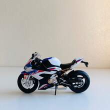 Maisto 1 st 1:12 skala S1000RR racingmotorcykelmodell i gjuten metall – blå och vit, med glidfunktion, samlarmodell – lämplig för Halloween-dekorationer och julklappar - Multifärgad - Visa 2