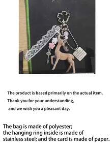 Deer-Shaped Keychain Pendant, Lace Pearl Bow Bag Charm, Korean Sweet Style Backpack Hanging Chain, Gift, Perfect Gift For Weddings, Birthday Parties And Christmas - Multicolor - View 9