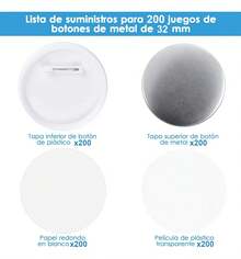 Maquina De Pines Fotobotones Refill Pack 200 Piezas 32mm - 1 - Ver 2