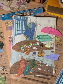 Vintage Miniature Scene Stickers, DIY Layered 3D Room Scene Sticker Set, Time Wrinkles And French Courtyard Leisure Aesthetic Hand-Drawn Scene Stickers, Adult Sticker Healing Craft Material, Suitable For Scrapbooking, Planner, Wall Decoration, Party Gifts - A - View 6
