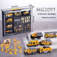 Simulation Alloy Toy Car Set 6pcs Sports Car Models + Road Signs, Sliding Toy Cars Gift Box For Boys - Multicolor - View 10