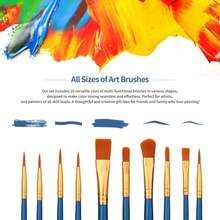 This Kit Contains 10 Painting Brushes In Different Sizes To Meet Your Diverse Creation Demands, Perfect For Number Painting & Other DIY Art Projects, Smooth Brush Tips For Easy Color Blending & Detailed Painting, Paint Brushes, Art Supplies - A - View 6
