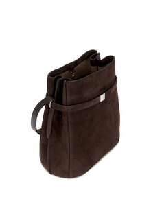 Women's Suede Shoulder Bag, Minimalist Lace-Up Large Capacity Tote, Long Strap Design, Adjustable Shoulder Strap Crossbody Bag, Casual Daily Commute Work Bag - Coffee - View 4