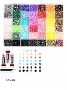 Flat Back Rhinestone Set, Multi-Color Handmade Gemstone Set. Suitable For DIY, Clothing, Shoes Sparkling Jewelry - Mixed Color Tones, Rhinestone Set Glue Craft Book Fabric Decoration Nail Art - Multicolor - View 15