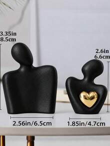 1pc Minimalist Resin Couple Hugging Sculpture, Suitable For Living Room, Bedroom, Bookshelf And Desk Decor - Holding a Peach Heart - View 12