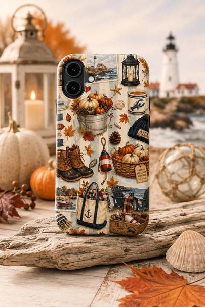 Coastal Fall Phone Case With Autumn Beach Theme, Perfect For Fall Season