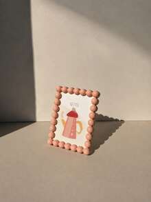 6 Inch Cute Beaded Plastic Photo Frame, Cute Desktop Photo Frame, Decorative Photo Frame Display Stand, Home Decor Ornament | Desktop Photo Frame, Rustic Style Desktop Decor, Modern Home Decor, Preset Photo Paper Style (Random) - Multicolor - View 8