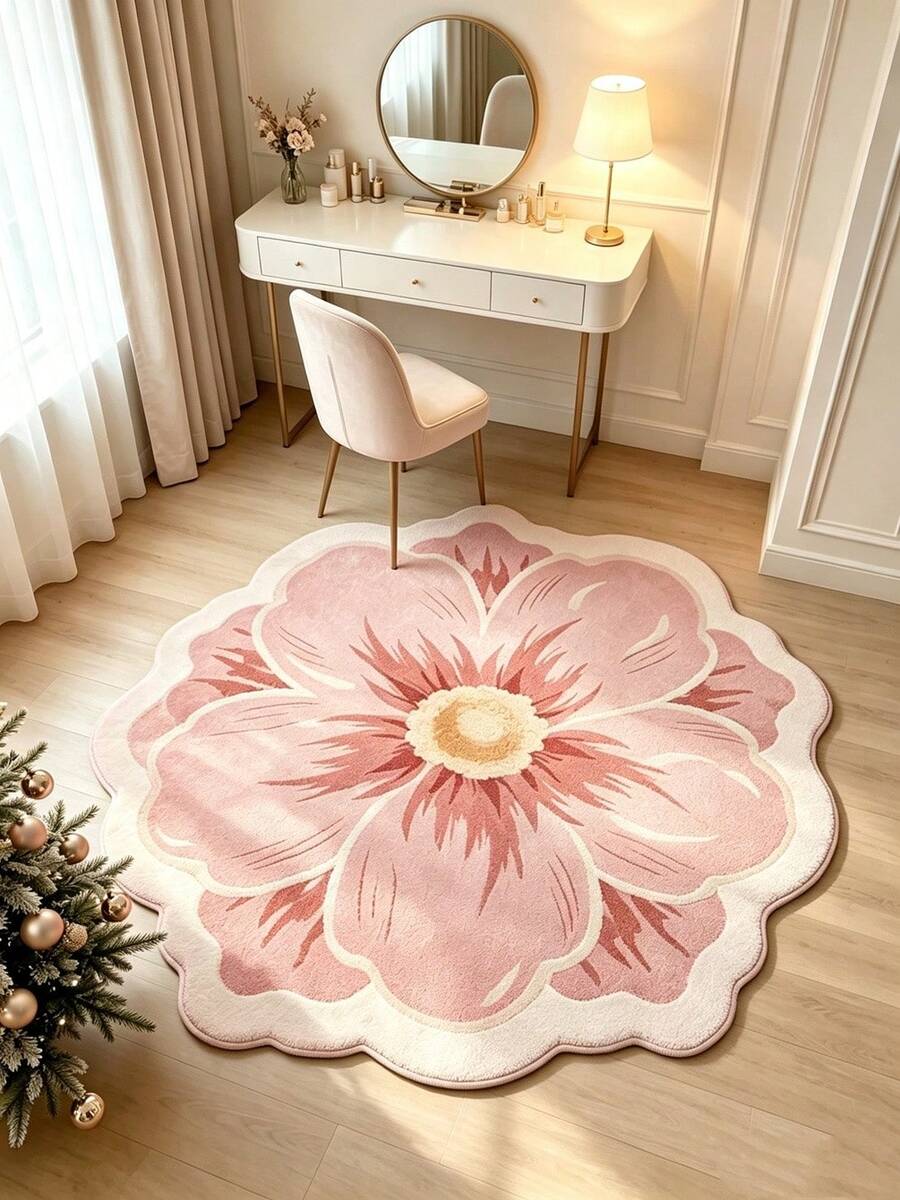 1 pieza, Alfombra decorativa con diversas formas de flores, diseño único, diseño de forma creativa, coleccionable, fácil de limpiar, lavable, lavable con agua. Alfombra natural y cómoda, alfombra para el lado de la cama, alfombra para el dormitorio, alfombra para el estudio, alfombra para la sala de estar, alfombra para la decoración del hogar, alfombra estampada, alfombra para el alféizar de la ventana, adecuada para la decoración del hogar. Alfombra de felpa, alfombra de piel, alfombra engrosada, alfombra de forro polar.