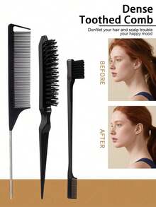 4/1pc Cherry Blossom Pattern Hair Comb Styling Set, Includes Cherry Blossom Pattern Straight Comb, Detangling Comb, Styling Comb, Tail Comb, Salon Hairdressing Comb Accessories, Essential Hair Accessories For Women Travel, Suitable For Makeup And Hairstyle Grooming - Multicolor - View 8