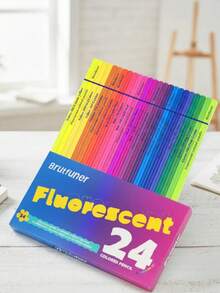24/50 Fluorescent Colored Pencils, ArtSupplies, Neon Pencil Set, Great Coloring Book, Classroom Pencils - 24-color Fluorescent Pencils - View 8