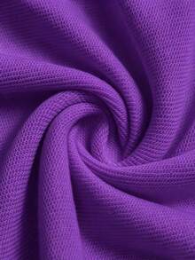 Women's Loose Fit Knitted Fabric Sweatshirt,Purple Drop Shoulder Long Sleeve Round Neck Pullover For Everyday Comfort,Autumn Winte Y2K Street Outings - Purple - View 10