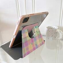 1 buah Casing Tablet Motif Kotak-kotak Pastel Bintang yang Dapat Diputar 360° dengan Sudut Pandang Multi-Angle dan Stand Gaya Buku, Kompatibel dengan iPad A16 2025, Kompatibel dengan Galaxy Tab S9 FE/S8 Plus/S7/S10, Kompatibel dengan Oppo Pad, Kompatibel dengan Matepad, Kompatibel dengan Vivo Pad, Kompatibel dengan Honor Pad, Kompatibel dengan Lenovo Xiaoxin Pad - MultiWarna - View 8