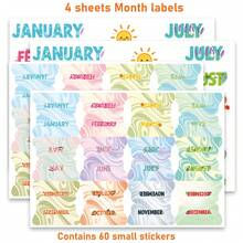 12‑Month Planner Index Tabs, Back To School Supplies, Four‑Season Solar‑Term Themed Marble Swirl Page Marker Stickers, Self‑Adhesive Journal Notebook Divider Tabs For Student Note‑Taking, Scrapbooking & Daily Planning - Rectangle - View 10