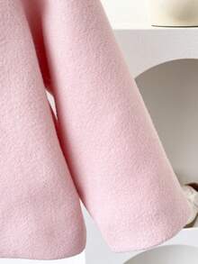 Autumn/Winter French Style Baby Girl Cute Pink Solid Color Lapel Overcoat Princess Bow Short Outwear Top - Pink - View 9