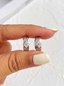 1 Pair Moissanite Earrings: Minimalist Elegant Clover Earrings, Suitable For Women's Daily Wear And Attending Parties - Four-leaf Clover Mozzarella Earrings - View 7
