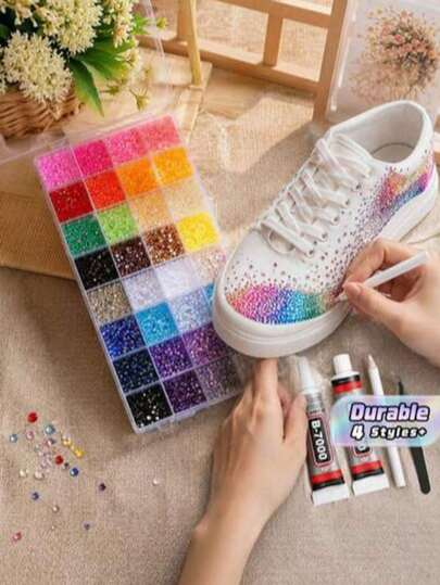28 Mixed Colors Flat Back Resin Rhinestones DIY Decorative Beads, Includes B7000 Jewelry Glue And Tweezers, Suitable For Decoration Crafts, DIY Handmade Crafts, Clothing, Shoes, Phone Cases, Cups, Holiday Gift Decoration, Handmade
