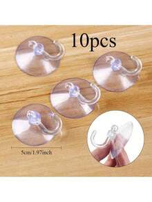 10pcs(5cm) Clear Plastic Suction Cup Hooks - Securely Fastened, Waterproof And Durable - Suitable For Windows, Glass, Shower, Bathroom And Kitchen Walls - Perfect For Daily Use, Festivals, Parties And Carnival Decorations - Multicolor - View 11