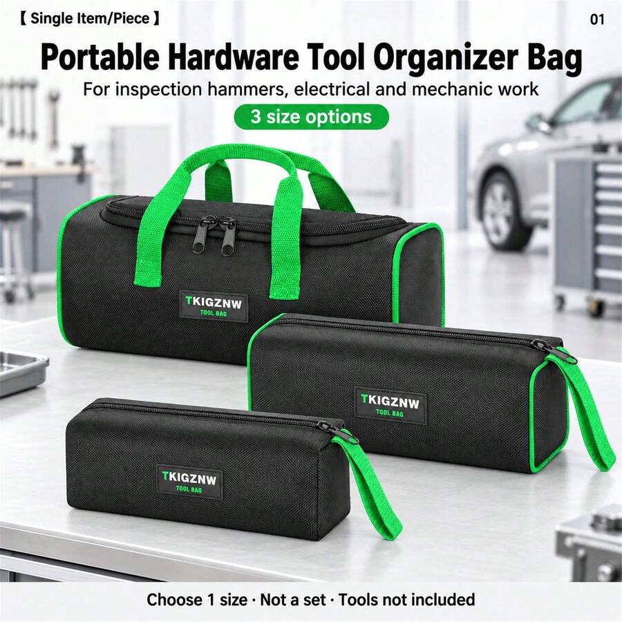 TKIGZNW A016 Compact Hardware Storage Bag,1Pc,Oxford Cloth Hand‑Carry Pouch For Carpenter House Inspector DIY Home Renovation Repair - Black - View 1