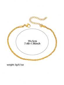 1pc Gold Stainless Steel Shiny Chain Bracelet, Delicate Thin Adjustable Bracelet, Women's Minimalist Daily Wear Jewelry - Multicolor - View 3