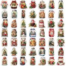 50pcs Christmas Bottle Decorative Stickers, Transparent PET Material, Warm Patterns Decorations , Suitable For Decorating Dorm Storage Boxes, Tablets, Earphone Cases And More. - Multicolor - View 4