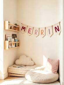 Personalized Canvas Lace Trim Name Bunting, Multi-Letter Multi-Color Triangle Flags, Customizable Your Name, Room Decor Banner, Fabric Letter Garland, Letter Room Decor Sign, Birthday Party Bunting Banner, Christmas Party Decoration - Multicolor - View 10