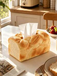 Realistic Bread-Shaped Tissue Box, Fun Pretzel/Toast Design, Fits 10.92 X 7.87cm Tissue Size, Desktop Tissue Storage Box, Perfect For Living Room, Bedroom, Kitchen, Office, Cafe And Bakery, Creative Food-Themed Home Decor Accent - Multicolor - View 7