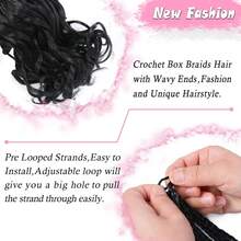 6 Paket Rambut Kepang Kotak Dewi 22 Inci dengan Ujung Keriting, Ekstensi Rambut Kepang Sintetis Pra-Loop, Kepang Boho Aneka Warna, Hadiah Alat Rambut Gratis untuk Pesta Cosplay Halloween dan Pemakaian Sehari-hari - MultiWarna - View 4