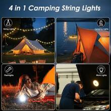 20M(787.4in) 2-In-1 Rechargeable Camping String Lights, Outdoor String Lights With 3 Lighting Modes, Christmas Decoration Lights, Hanging Portable LED Lights, Suitable For Garden, Yard, Camping, Halloween, Party And Wedding Decoration (Built-In 2000mAh Rechargeable Lithium-Ion Battery) - Round 20M - View 6