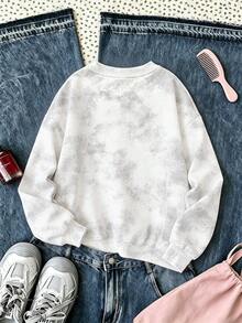1pc Round Neck Printed Eyes & Mouth Pattern Sweatshirt, New Autumn/Winter Comfortable Top - White - View 3