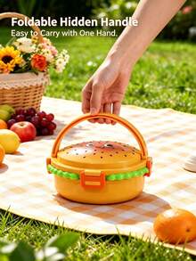 Creative Hamburger Shaped Portable Lunch Box, 304 Stainless Steel Divided Compartment Bento Box, Outdoor Picnic Portable Fresh-Keeping Food Container - Multicolor - View 4