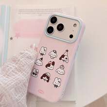 Casing Ponsel Minimalis Motif Anak Anjing Colorblock Kompatibel dengan Apple 18 Pro Max, New 17 Pro/15 Pro Max, Pelindung Anti Jatuh dan Tahan Guncangan untuk 16 Pro - Berwarna merah muda - View 8