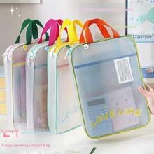 1pc Portable 3-Layer Large Opening Storage Tote Bag | Colorful Portable Tutoring Bag Stationery Organizer EVA Material - Multicolor - View 2