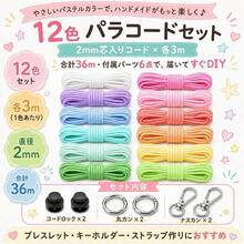 パラコード 2mm 12色 長さ各3m 合計36m パラコード セット 丸型カラビナ2個 ナスカン2個 ブラックコードストッパー2個付き 紐 手芸用コード スマホショルダー ストラップ ナップサック 紐 編み物 手芸 キーホルダー ハンドメイド DIY 12色Aセット パラコード - 写真のように - チェックする 2
